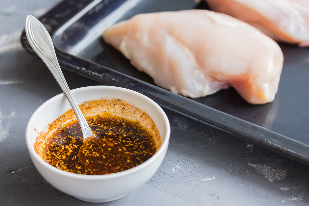 Chicken,On,Backing,Tray,And,Marinade.,Preparing,Food.,Ready,For