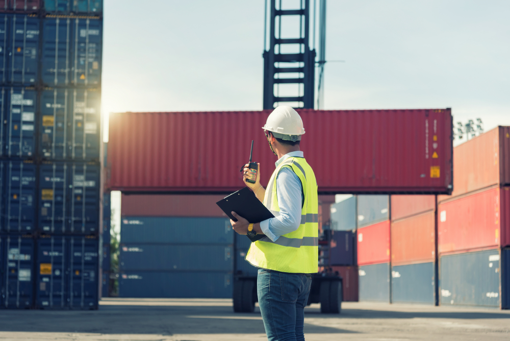 Foreman,Control,Loading,Containers,Box,From,Cargo,Freight,Ship,In